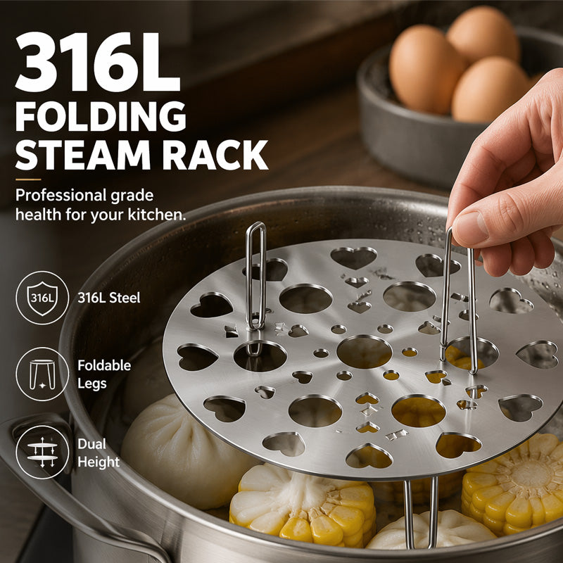 📢📢40 % DE RÉDUCTION !! ⏰Grille vapeur pliable en inox 🥚 Compact après repliage, s’adapte aux casseroles, indispensable pour votre cuisine 🍳