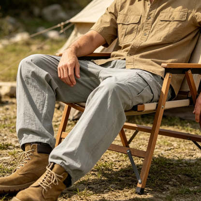 Pantalon Cargo Homme Coton & Lin – Coupe Loose, Respirant, Poches Multiples, Taille Cordon