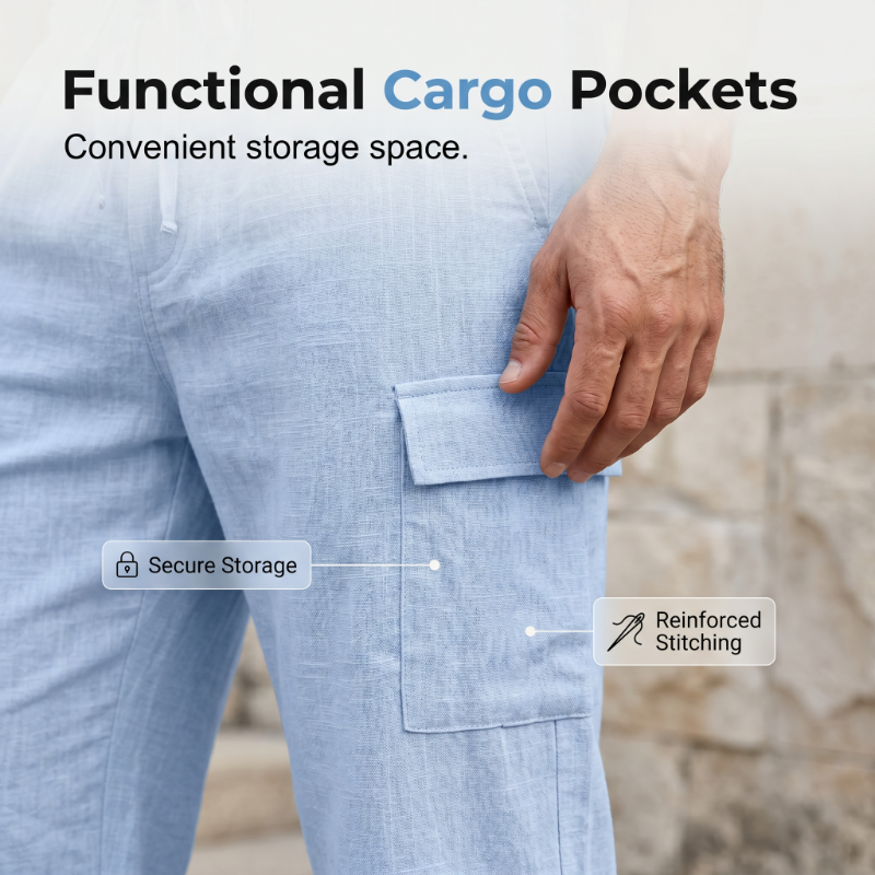 👔 -50% MAINTENANT ! ☀️ Ensemble Lin Homme Été – Chemise Ample & Short Cargo – Respirant & Élégant – Parfait pour l'Été 🌊