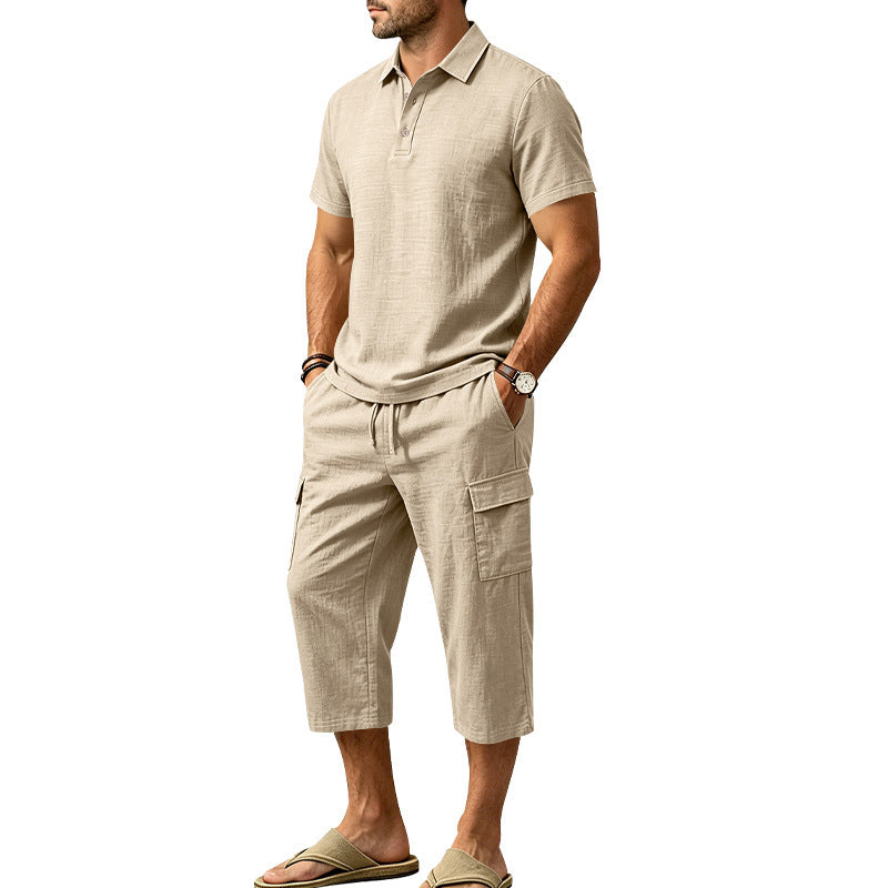 👔 -50% MAINTENANT ! ☀️ Ensemble Lin Homme Été – Chemise Ample & Short Cargo – Respirant & Élégant – Parfait pour l'Été 🌊