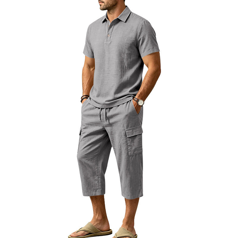👔 -50% MAINTENANT ! ☀️ Ensemble Lin Homme Été – Chemise Ample & Short Cargo – Respirant & Élégant – Parfait pour l'Été 🌊