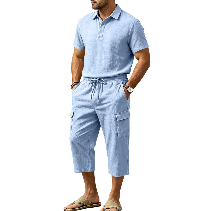 👔 -50% MAINTENANT ! ☀️ Ensemble Lin Homme Été – Chemise Ample & Short Cargo – Respirant & Élégant – Parfait pour l'Été 🌊
