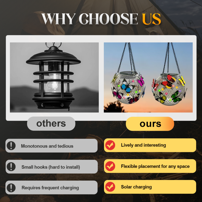 🔥 PROMO FLASH : 50% DE RÉDUCTION ! Lampe Solaire Suspension en Fer – Style Industriel & Étanche IPX4 for Un Éclairage Vintage dans Votre Jardin 🦋✨