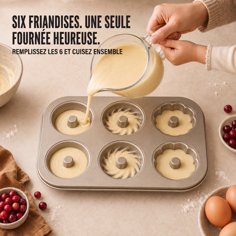 Moule à mini gâteaux Bundt antiadhésif à multiples cavités