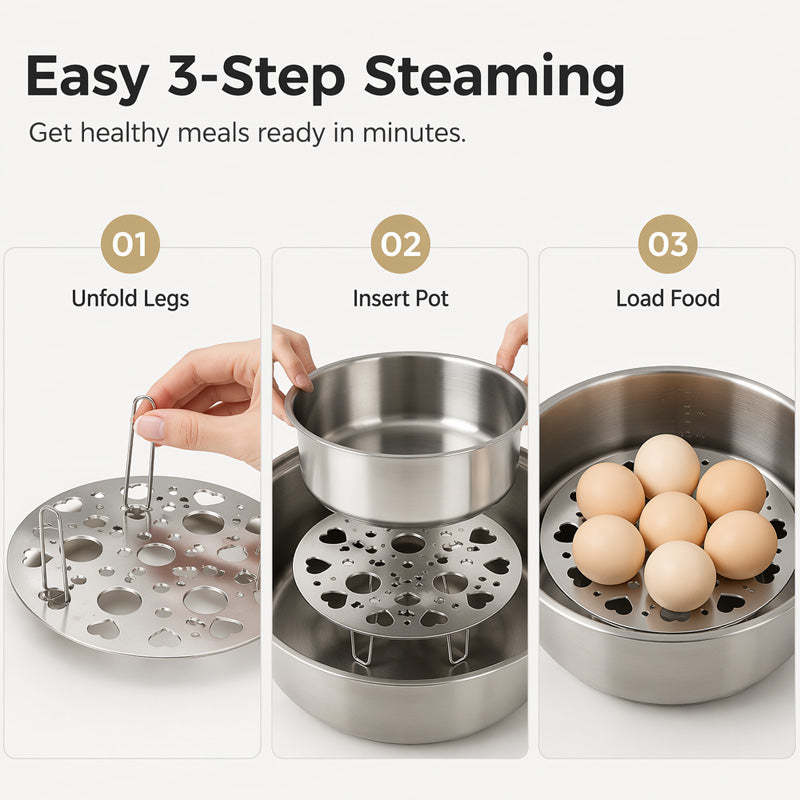 📢📢40 % DE RÉDUCTION !! ⏰Grille vapeur pliable en inox 🥚 Compact après repliage, s’adapte aux casseroles, indispensable pour votre cuisine 🍳