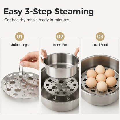 📢📢40 % DE RÉDUCTION !! ⏰Grille vapeur pliable en inox 🥚 Compact après repliage, s’adapte aux casseroles, indispensable pour votre cuisine 🍳