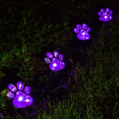 Paw Print Solar Ground Lights - Set of 4