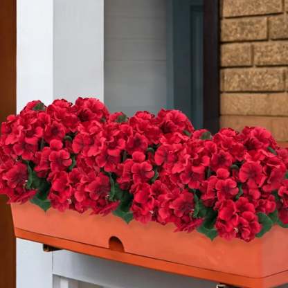 UV Resistant Artificial Geraniums – Outdoor Red Faux Flowers for Patio, Garden & Home Decor