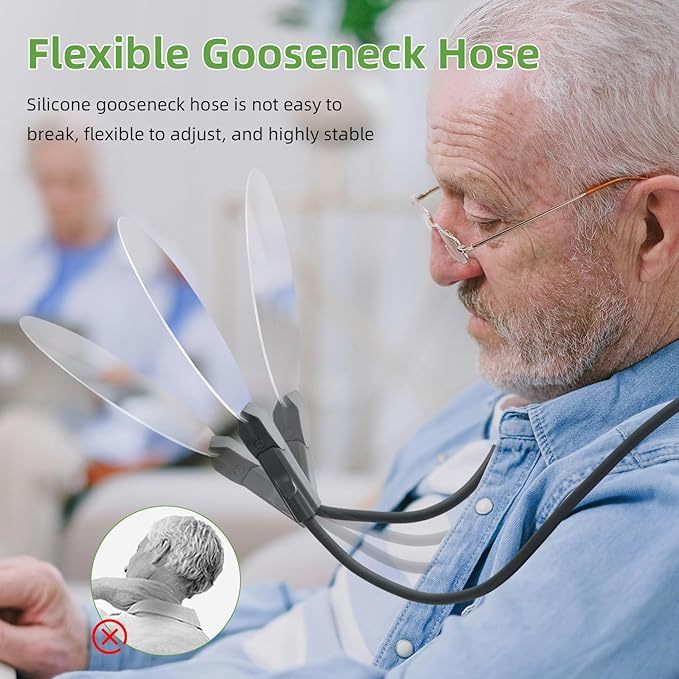 🔍5X Magnifying Glass with 5.12in Diameter Magnifying Lens - Neck-worn design frees your hands✨