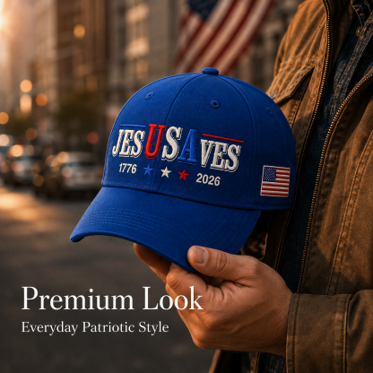 Patriotic Jesus Saves Baseball Cap