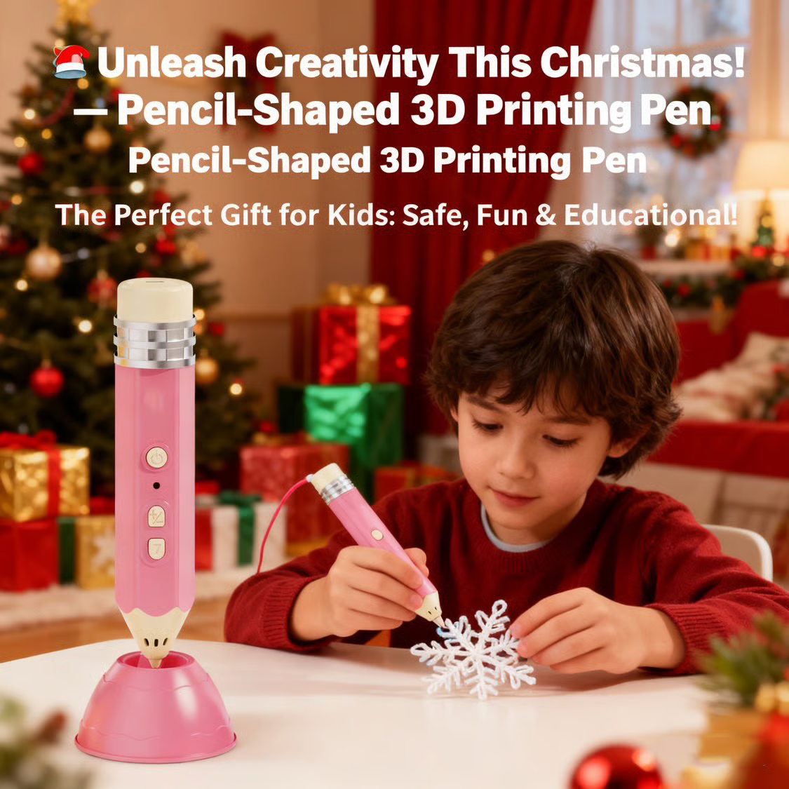 [49% OFF Holiday Special] Viral Pencil-Shaped 3D Printing Pen for Kids – Safe Low-Temp, Wireless & STEM Certified