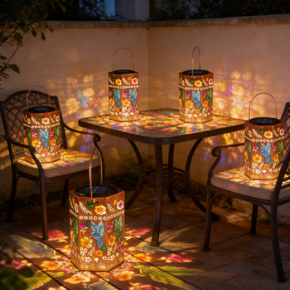 Hummingbird Floral Solar Lantern