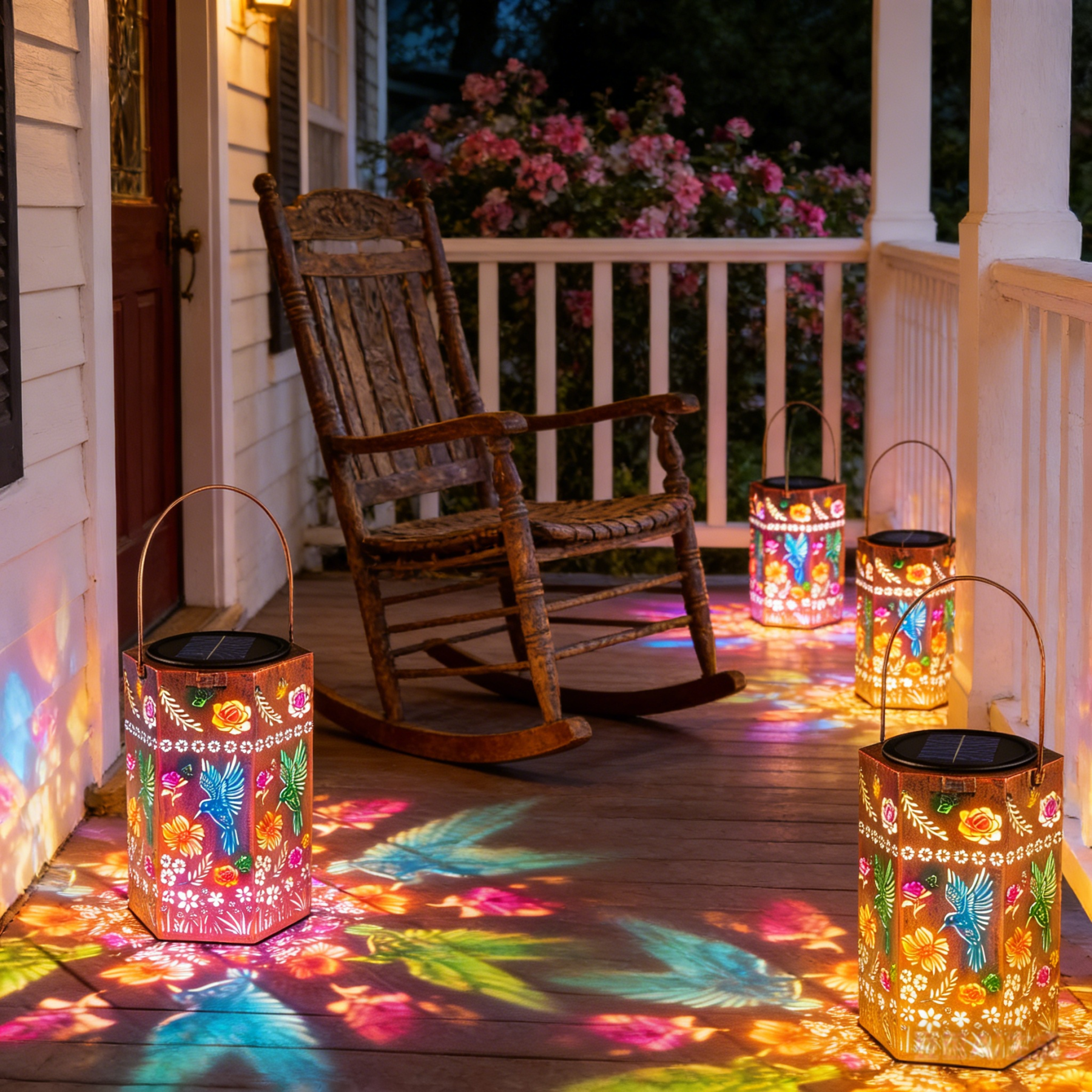 Hummingbird Floral Solar Lantern