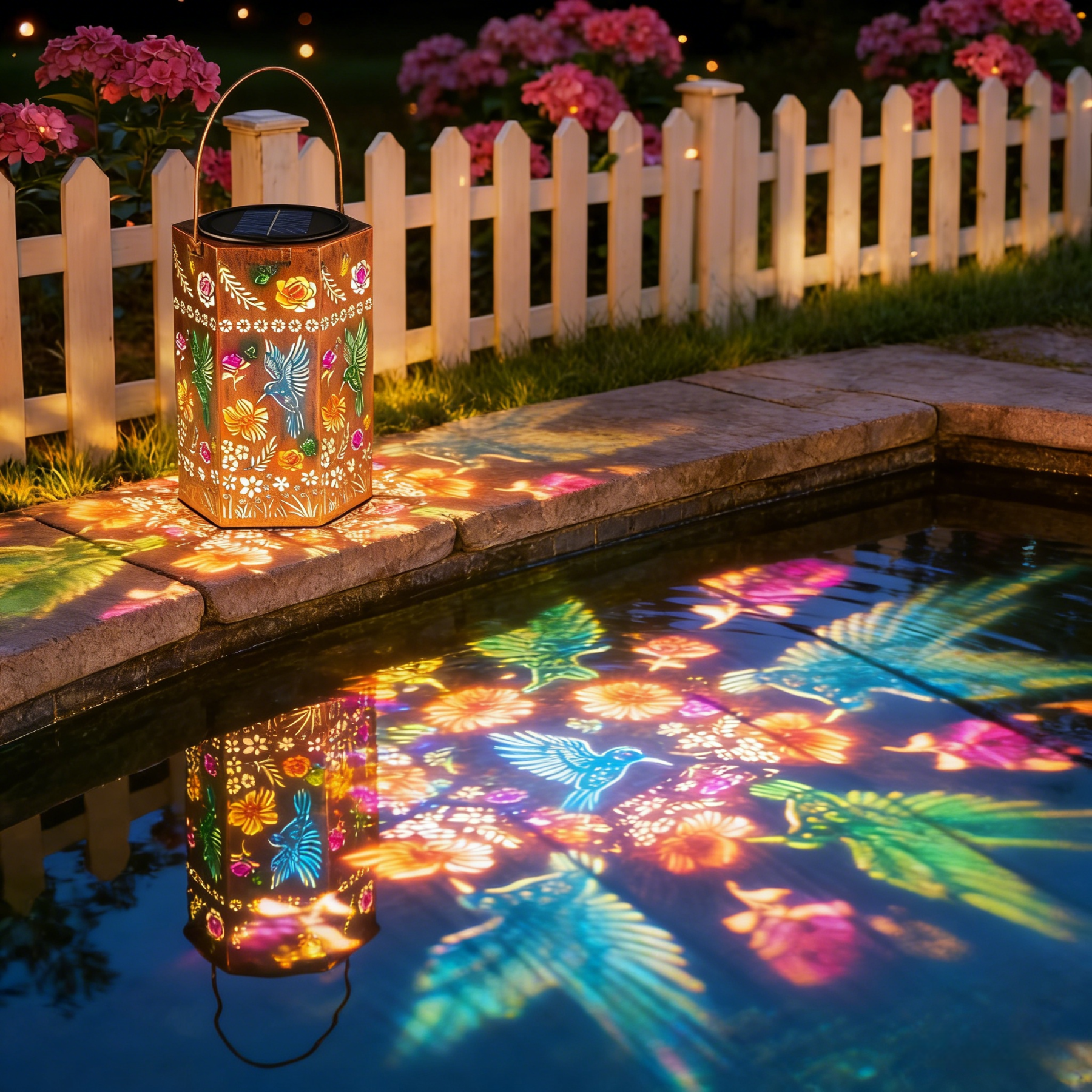 Hummingbird Floral Solar Lantern