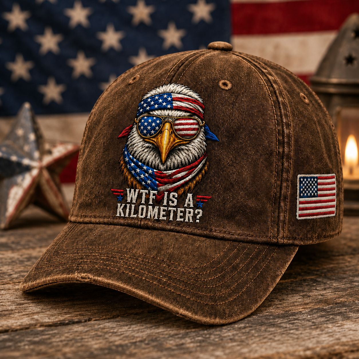 🦅 WTF Is A Kilometer? Vintage Eagle Embroidered American Cap
