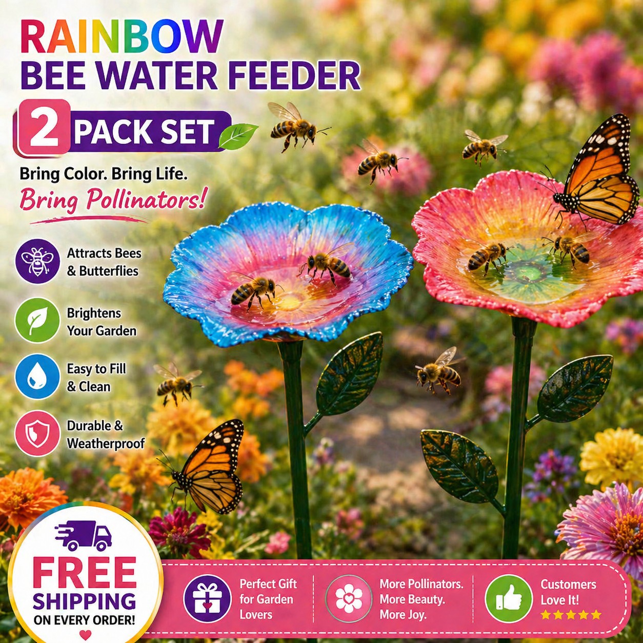 Turn Your Yard Into a Pollinator Paradise - Rainbow Bee Water Feeder