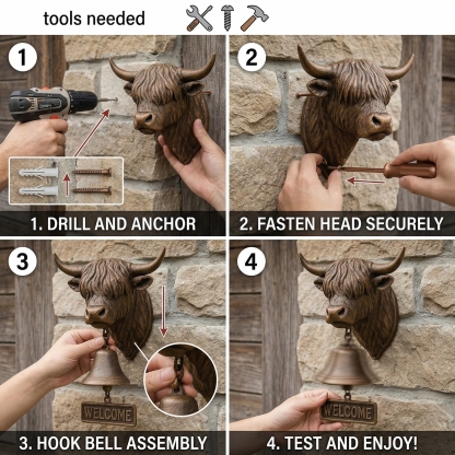 ❤️Mother's Day 49% OFF - Handmade Highland Cow Welcome Bell