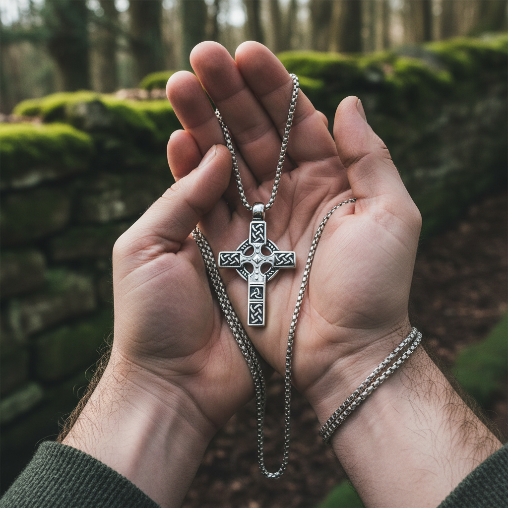 Celtic Knot Titanium Steel Cross Necklace