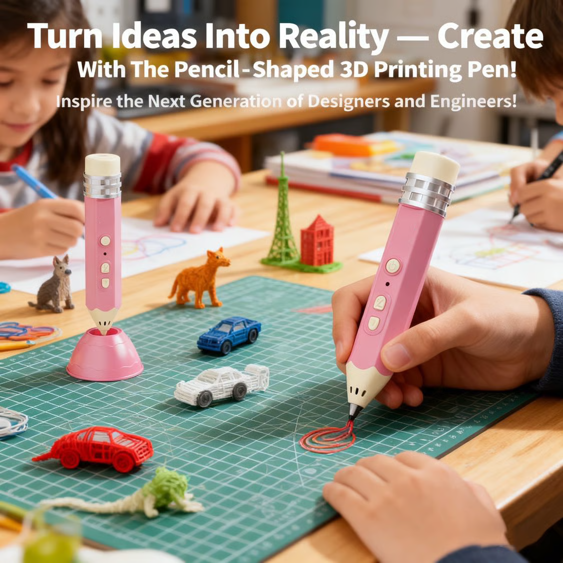[49% OFF Holiday Special] Viral Pencil-Shaped 3D Printing Pen for Kids – Safe Low-Temp, Wireless & STEM Certified