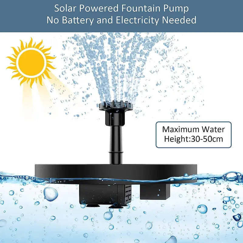 Solar Fountain, Solar Powered Bird Bath Fountain Pump with 4 Nozzles 1.4W Solar Panel Kit Water Pump, Outdoor Watering Submersible Pump for Pond, Pool, Garden, Fish Tank