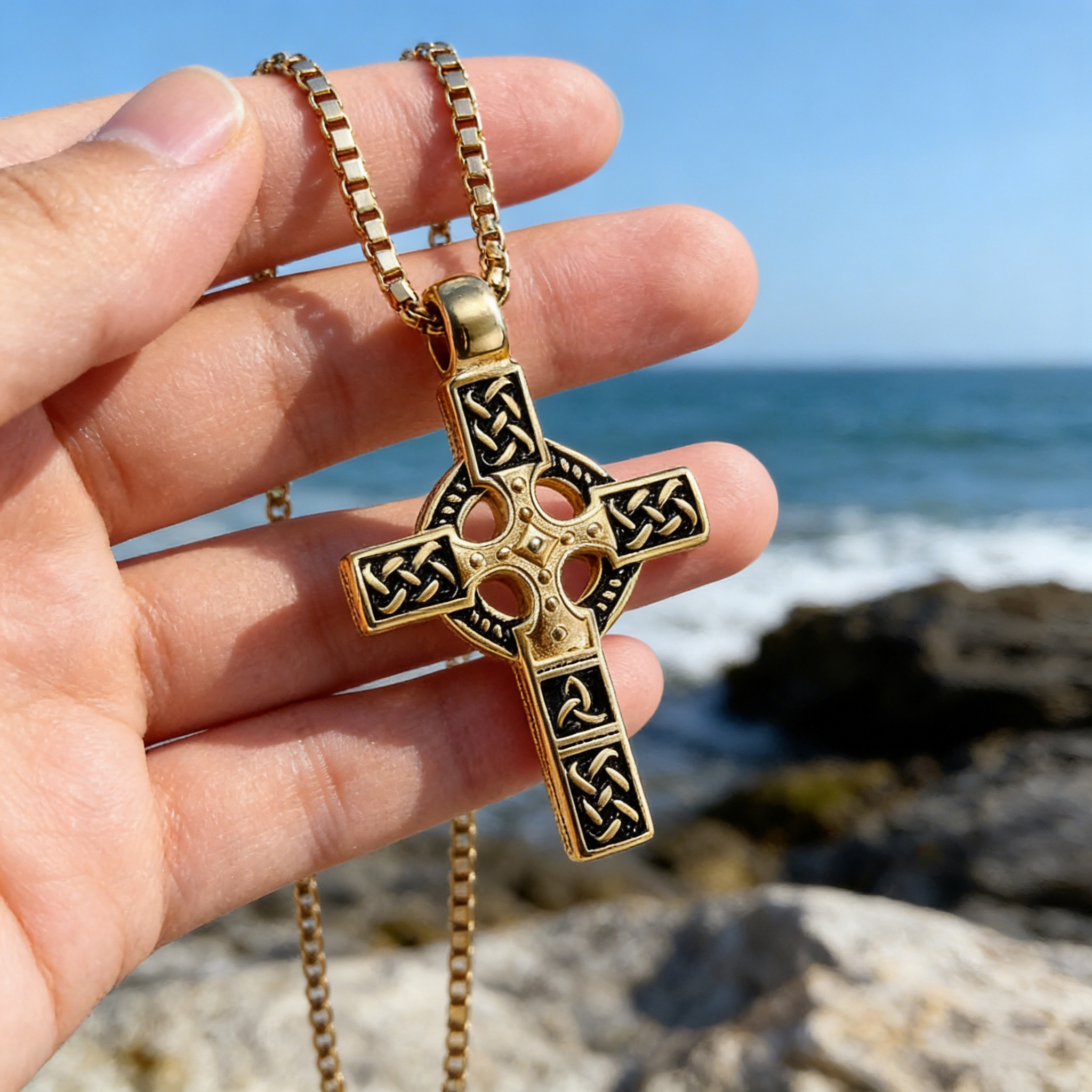 Celtic Knot Titanium Steel Cross Necklace