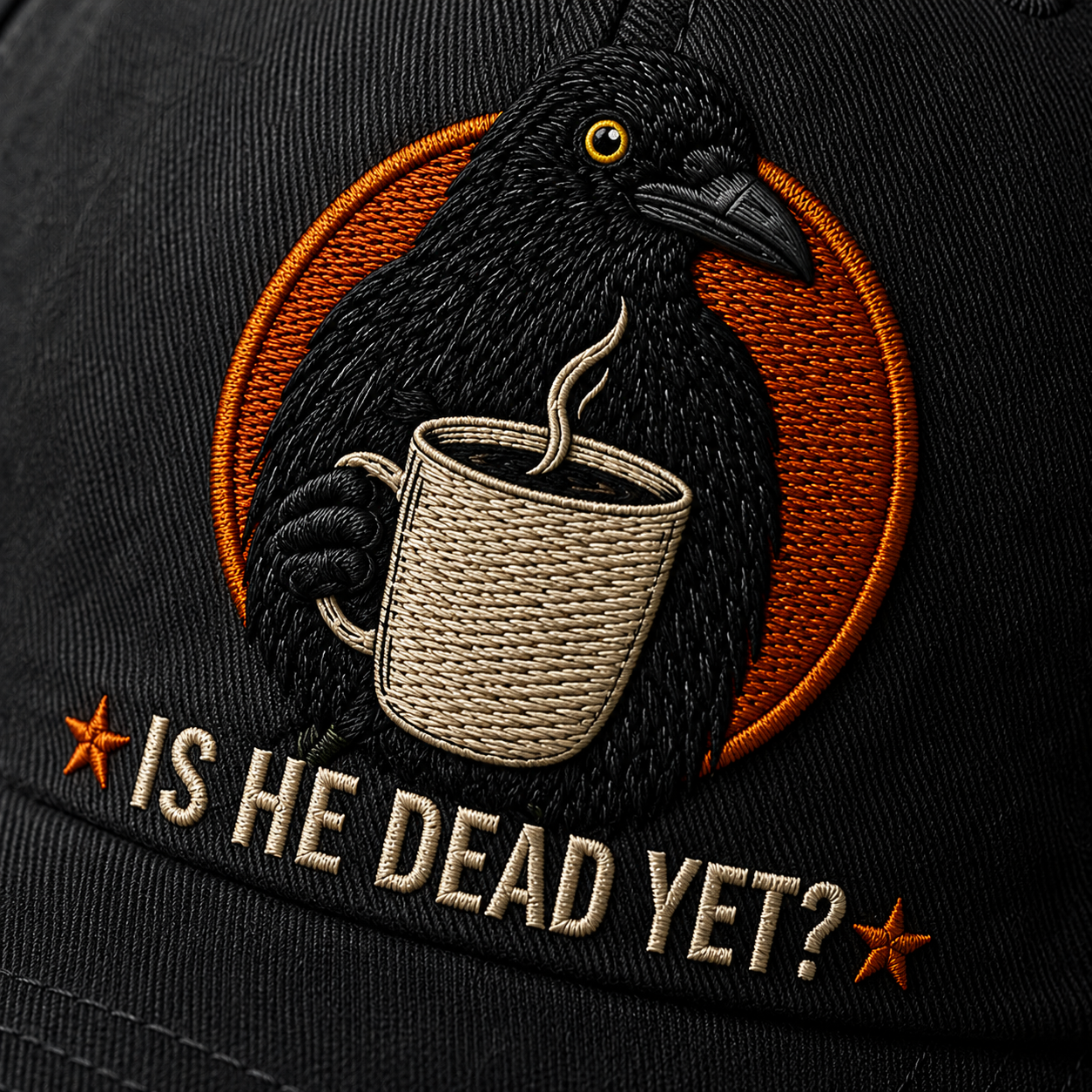 Raven Coffee Embroidered Vintage Baseball Cap