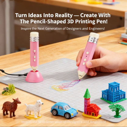 [49% OFF Holiday Special] Viral Pencil-Shaped 3D Printing Pen for Kids – Safe Low-Temp, Wireless & STEM Certified