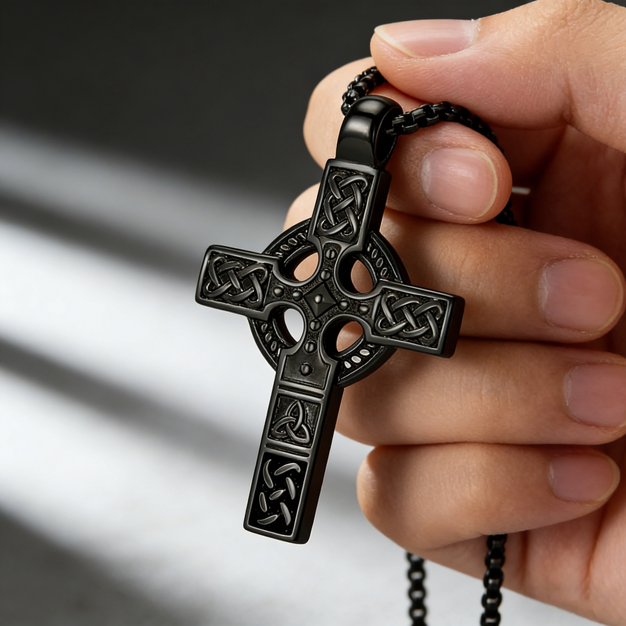 Celtic Knot Titanium Steel Cross Necklace