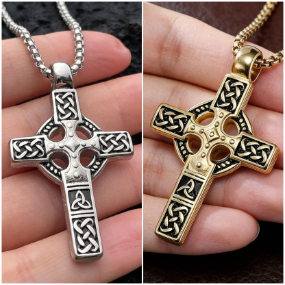 Celtic Knot Titanium Steel Cross Necklace