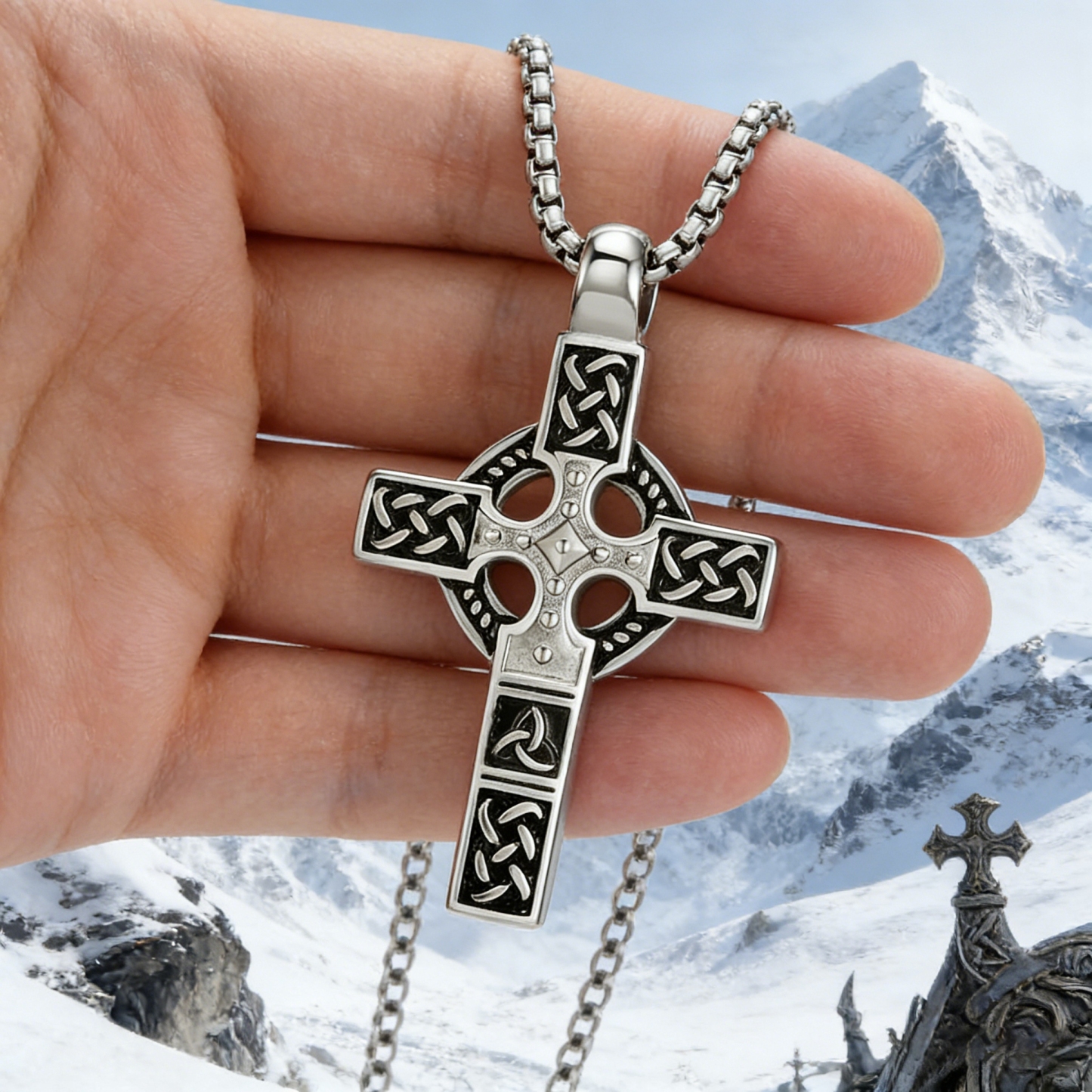 Celtic Knot Titanium Steel Cross Necklace