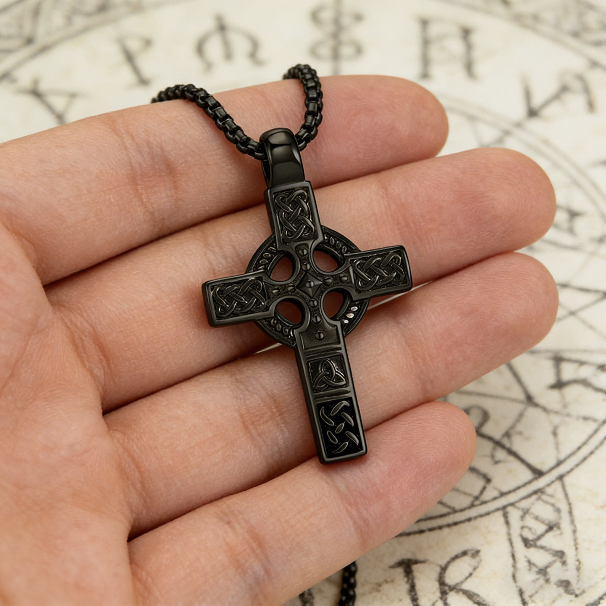 Celtic Knot Titanium Steel Cross Necklace