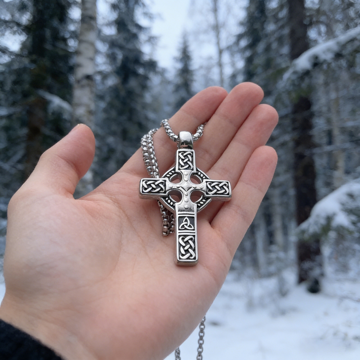Celtic Knot Titanium Steel Cross Necklace