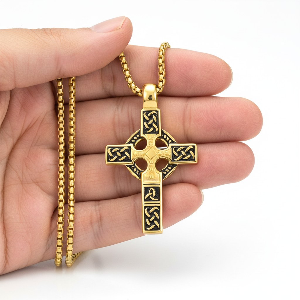 Celtic Knot Titanium Steel Cross Necklace
