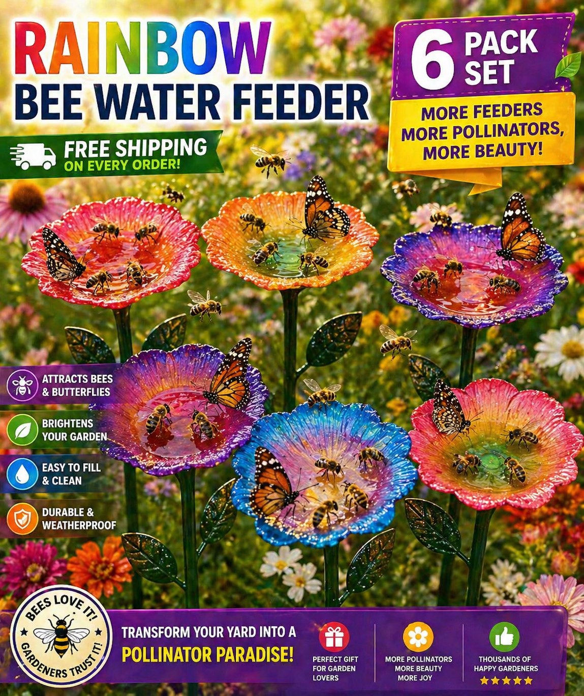 Turn Your Yard Into a Pollinator Paradise - Rainbow Bee Water Feeder