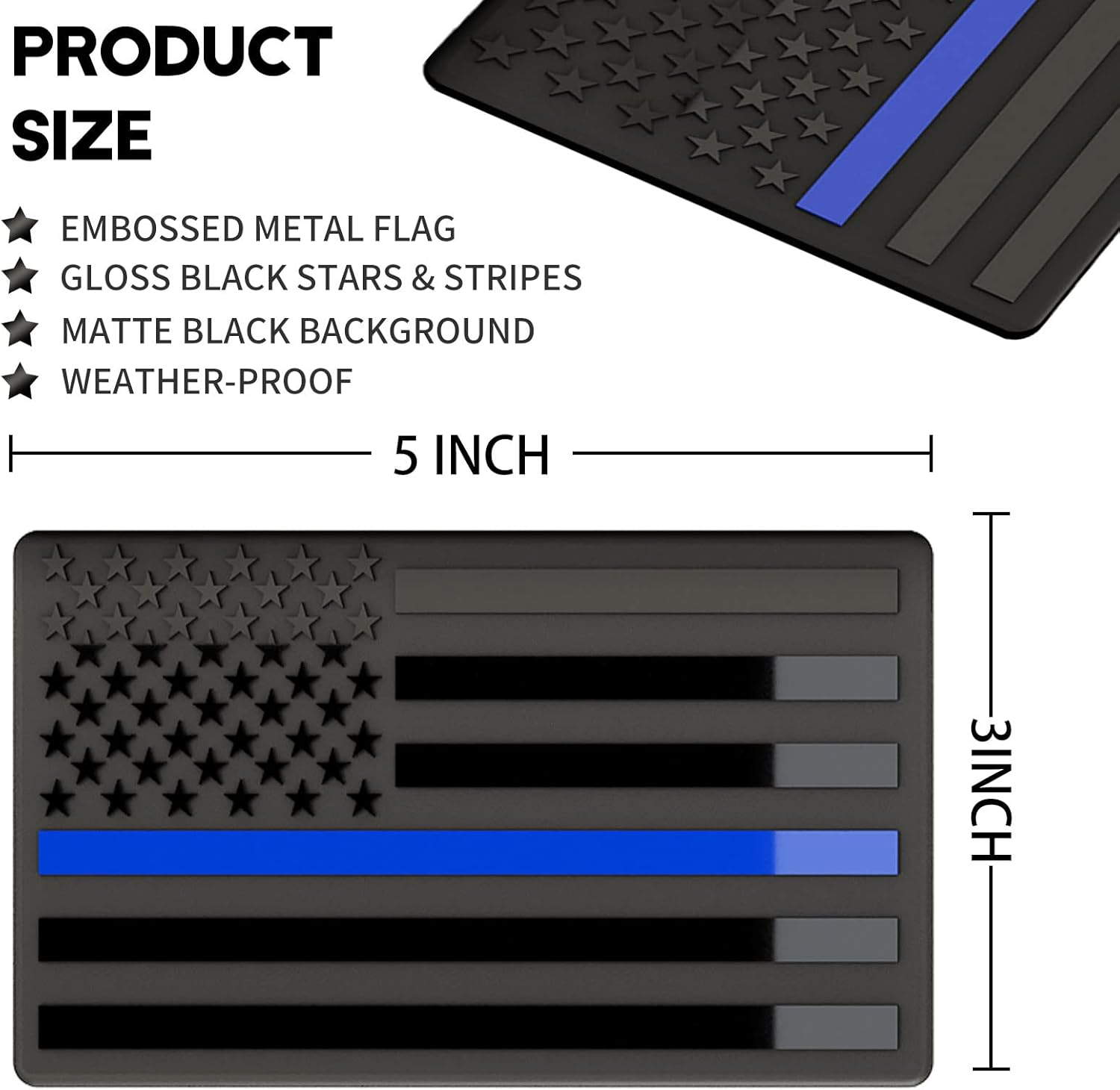★USA★ Thin Blue Line - American Metal Flag Auto Fender Emblem