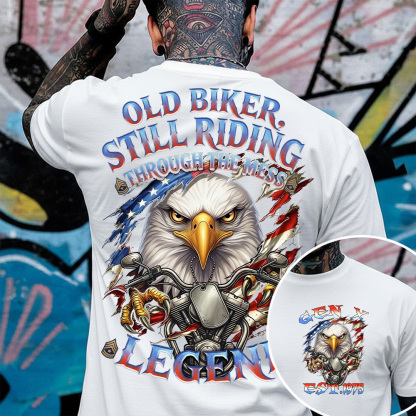"Old Biker,Still Riding Through The Mess" Custom Year Gen X,Boomer T-shirt