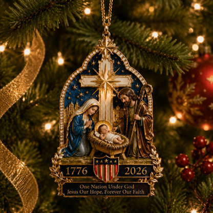 🙏 Nativity Scene Christmas Tree Ornament – You Know What Truly Built This Nation