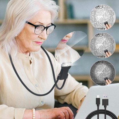 🔍5X Magnifying Glass with 5.12in Diameter Magnifying Lens - Neck-worn design frees your hands✨