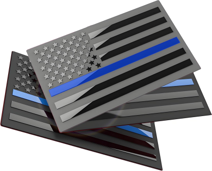 ★USA★ Thin Blue Line - American Metal Flag Auto Fender Emblem