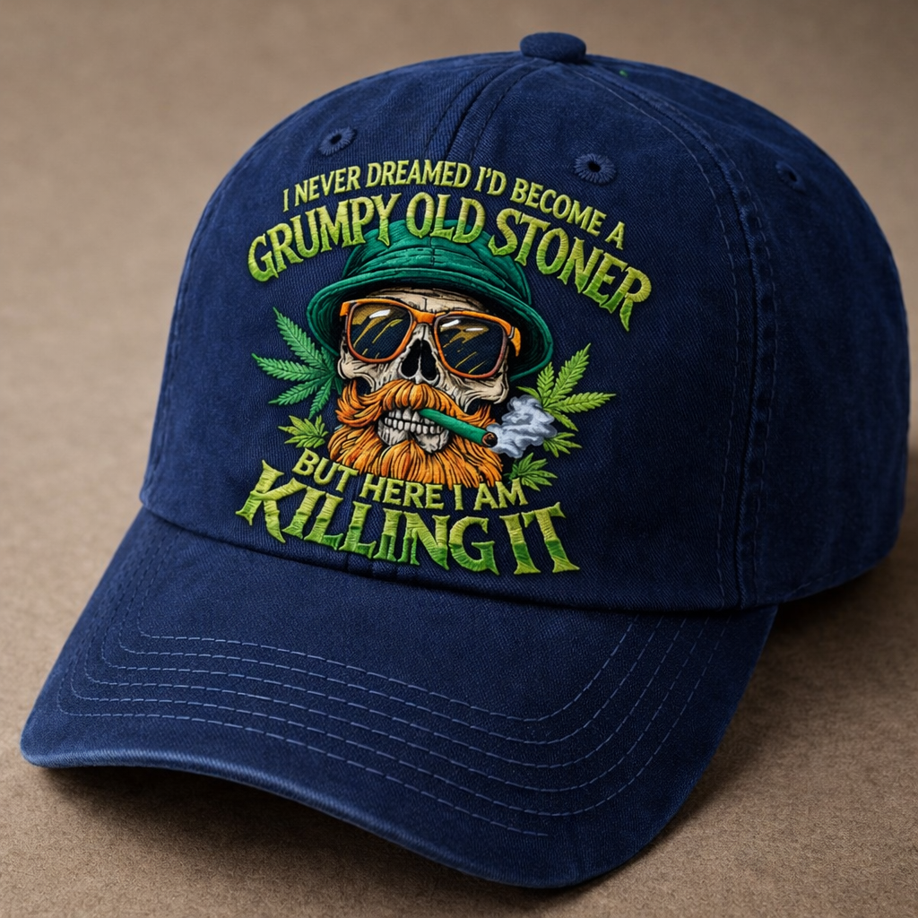 Grumpy Old Stoner Embroidered Baseball Cap