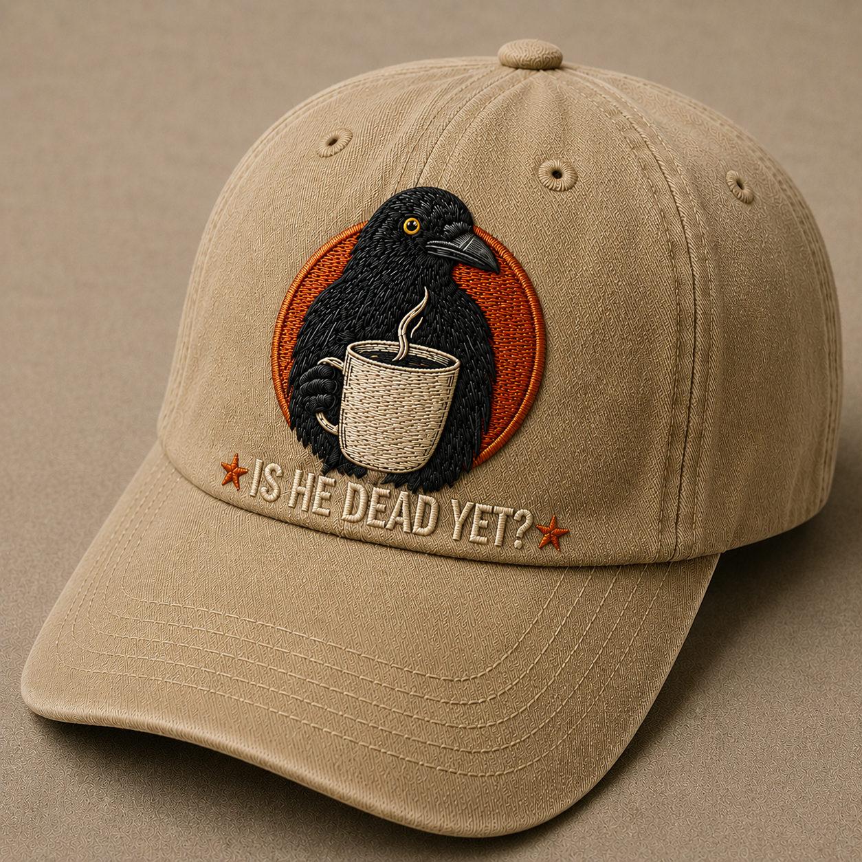 Raven Coffee Embroidered Vintage Baseball Cap