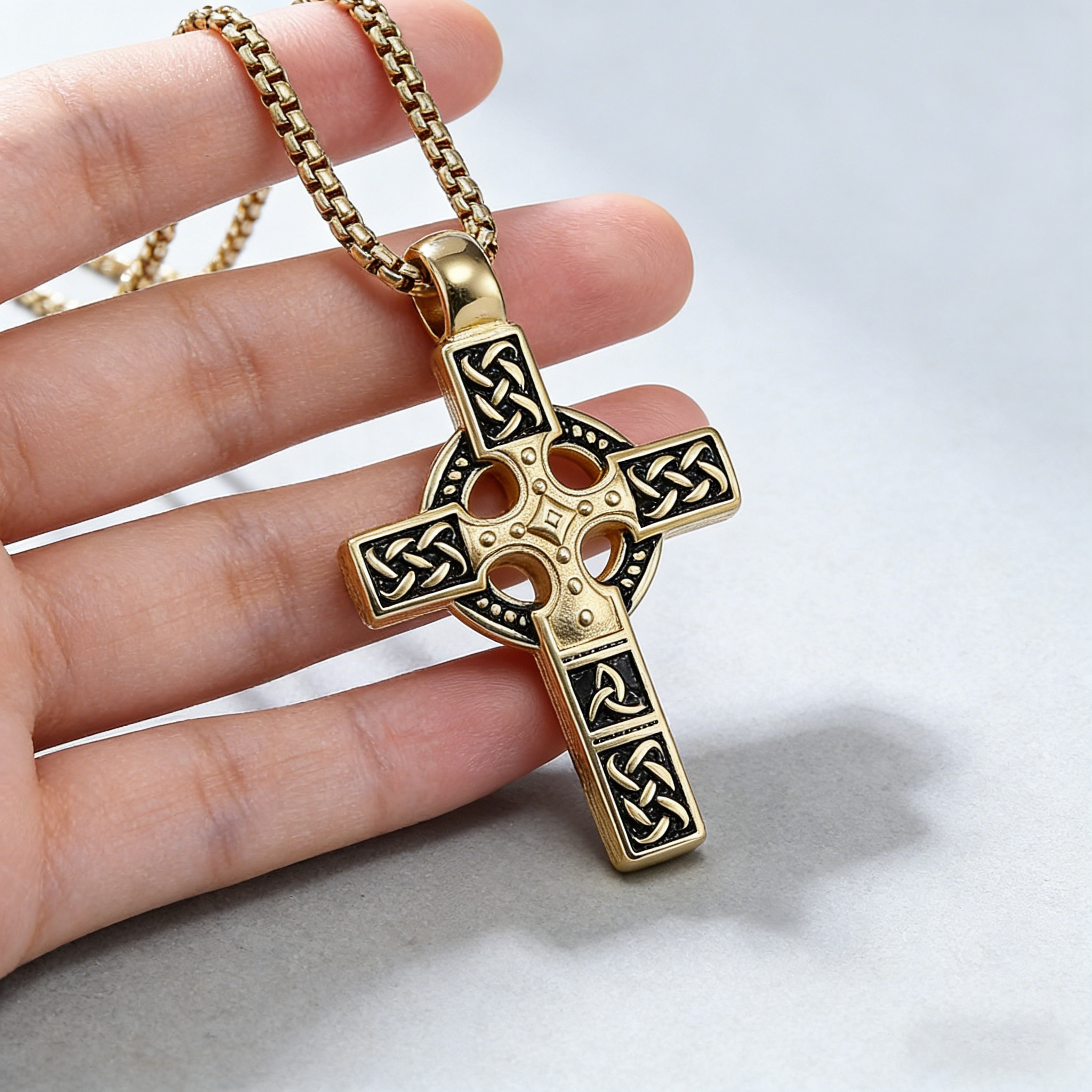 Celtic Knot Titanium Steel Cross Necklace