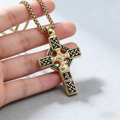 Celtic Knot Titanium Steel Cross Necklace