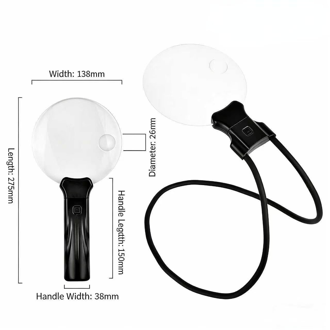 🔍5X Magnifying Glass with 5.12in Diameter Magnifying Lens - Neck-worn design frees your hands✨
