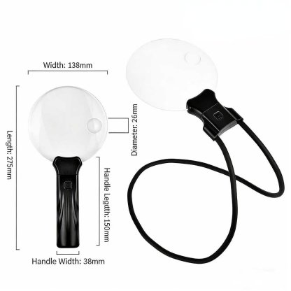 🔍5X Magnifying Glass with 5.12in Diameter Magnifying Lens - Neck-worn design frees your hands✨