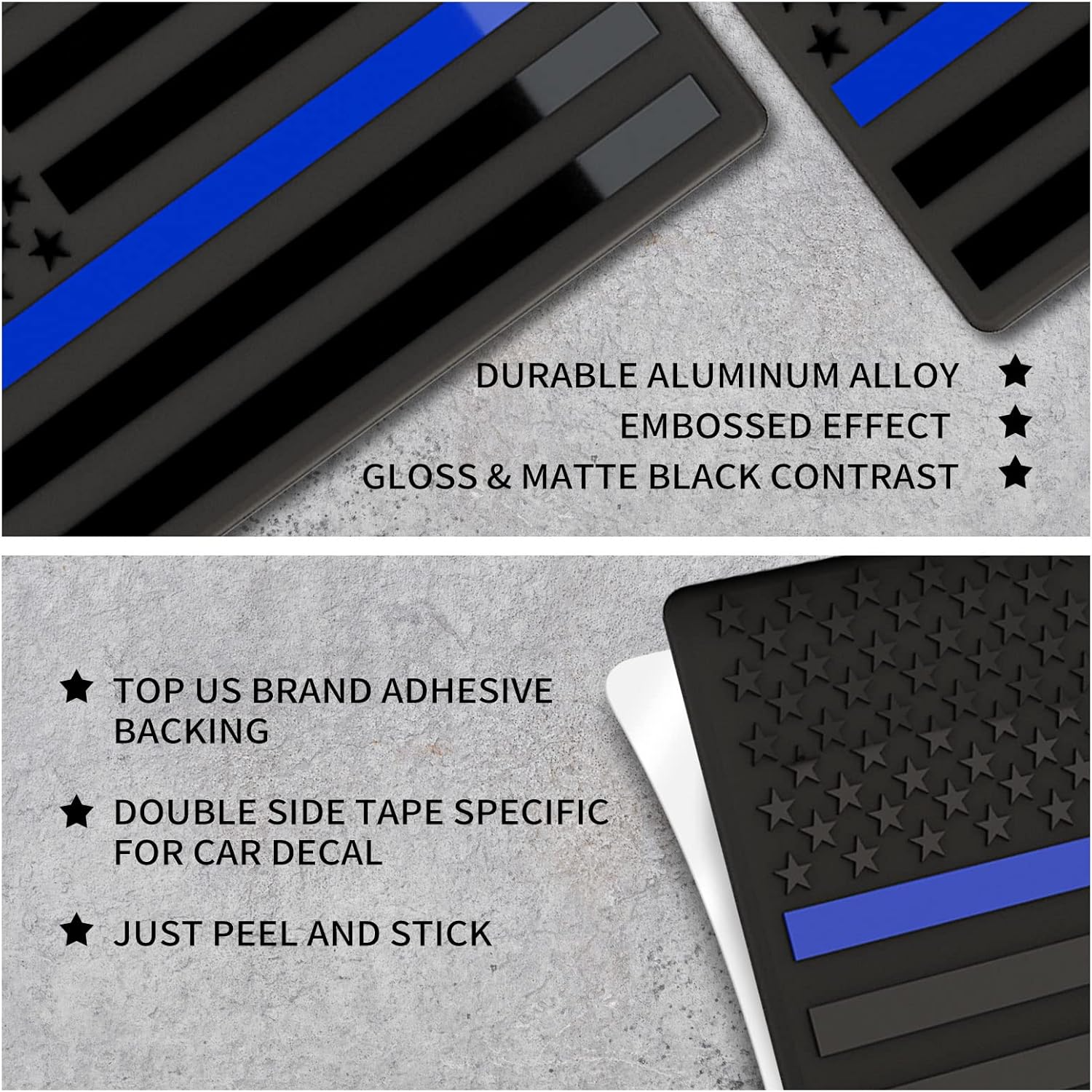 ★USA★ Thin Blue Line - American Metal Flag Auto Fender Emblem