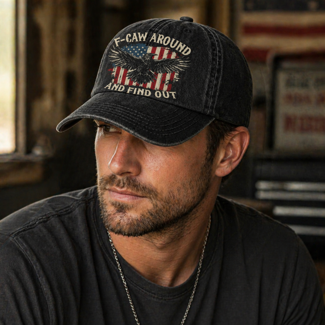 🧢 F-CAW Around & Find Out – Vintage Eagle Embroidered Cap