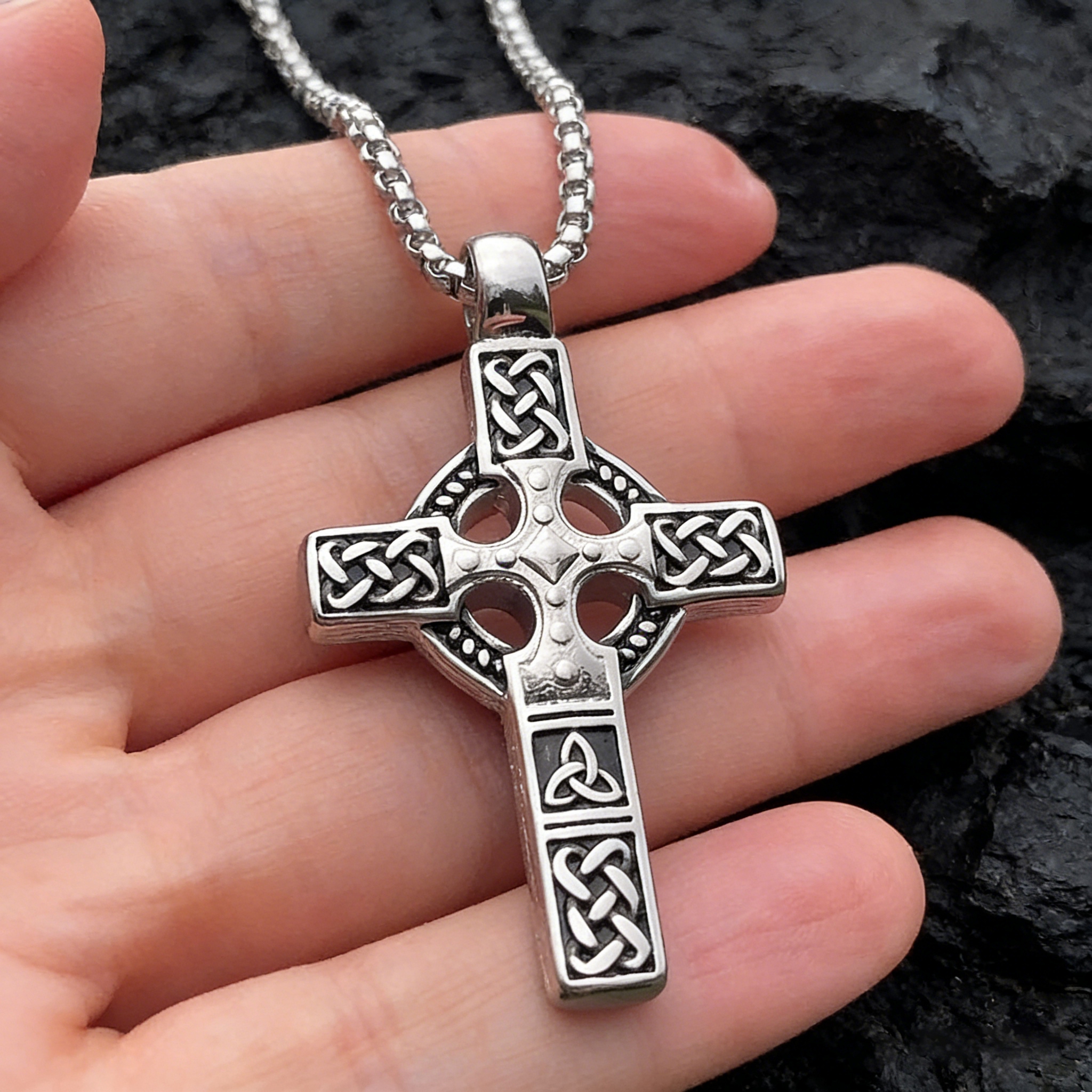 Celtic Knot Titanium Steel Cross Necklace