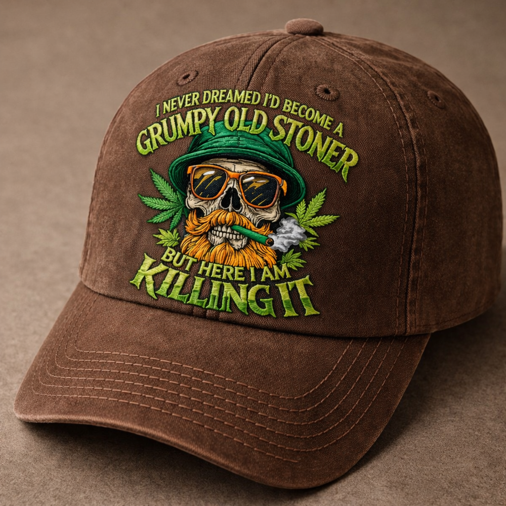 Grumpy Old Stoner Embroidered Baseball Cap