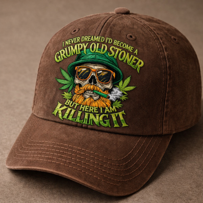 Grumpy Old Stoner Embroidered Baseball Cap